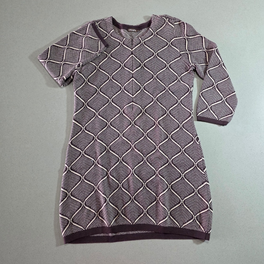 J.McLaughlin Purple Geometric Diamond Knit Tunic Dress Small